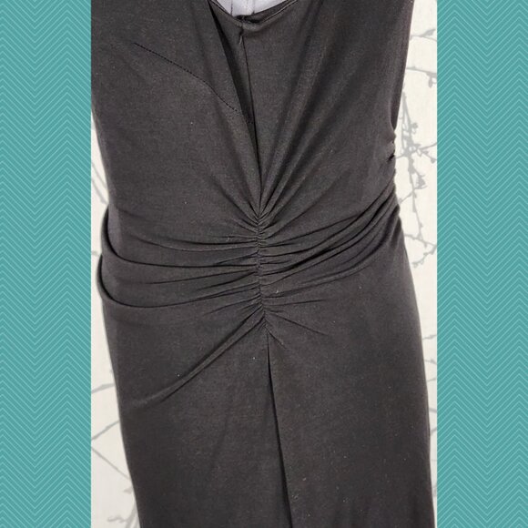 David Meister Black Stretch Knit Cowl Neck Ruched Sheath Dress - Picture 4 of 6